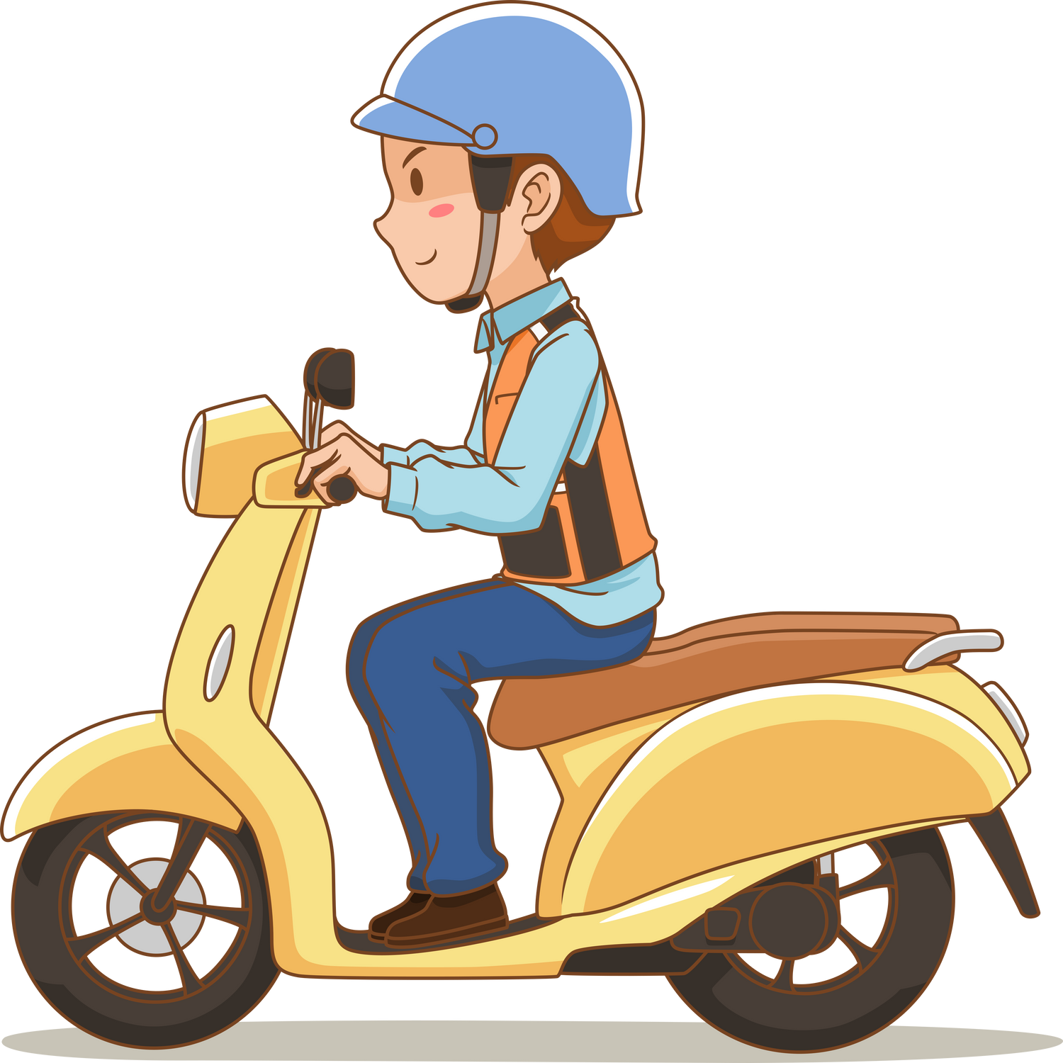 Cartoon character of motorbike taxi rider.