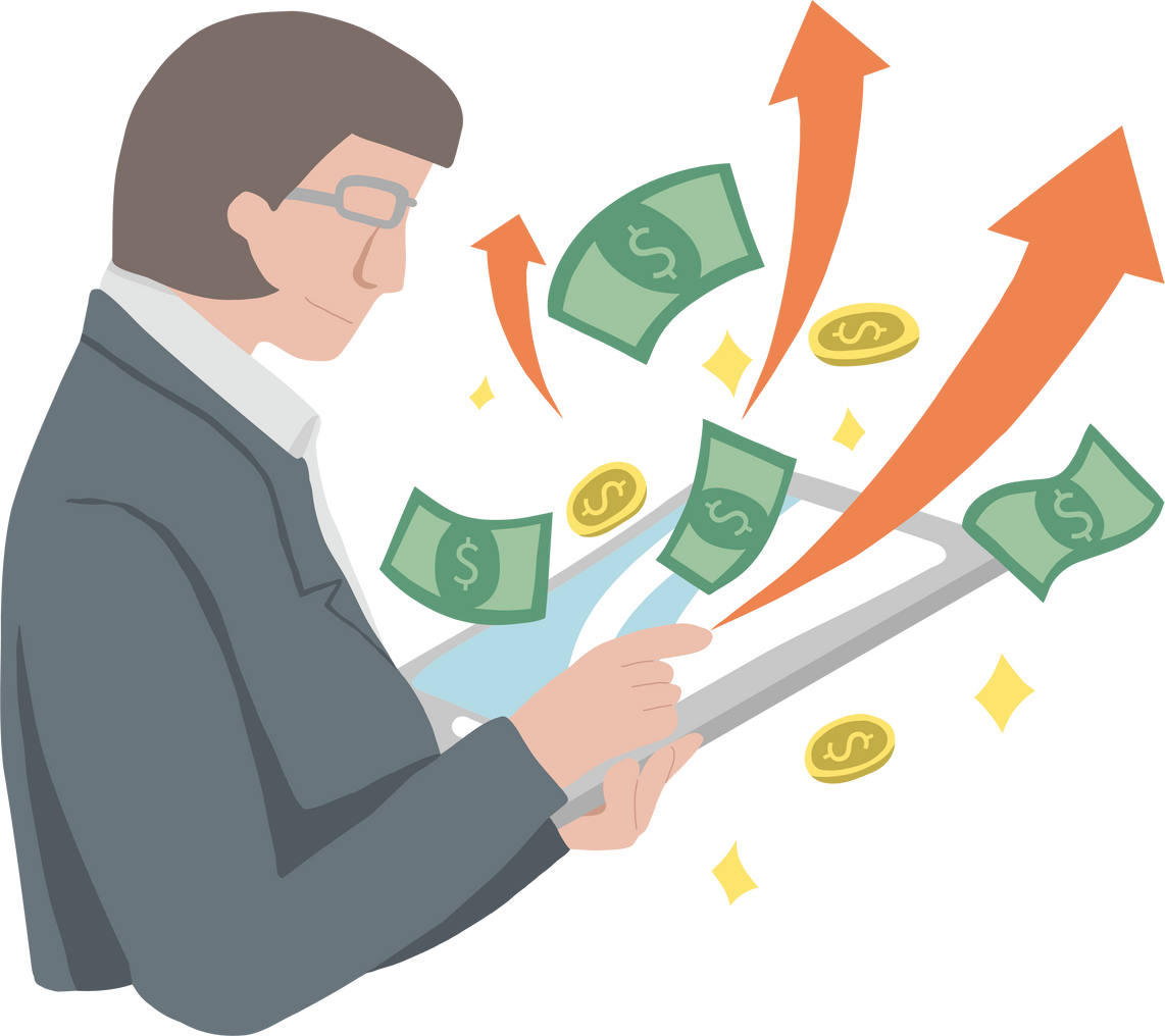 Business people manage money profit